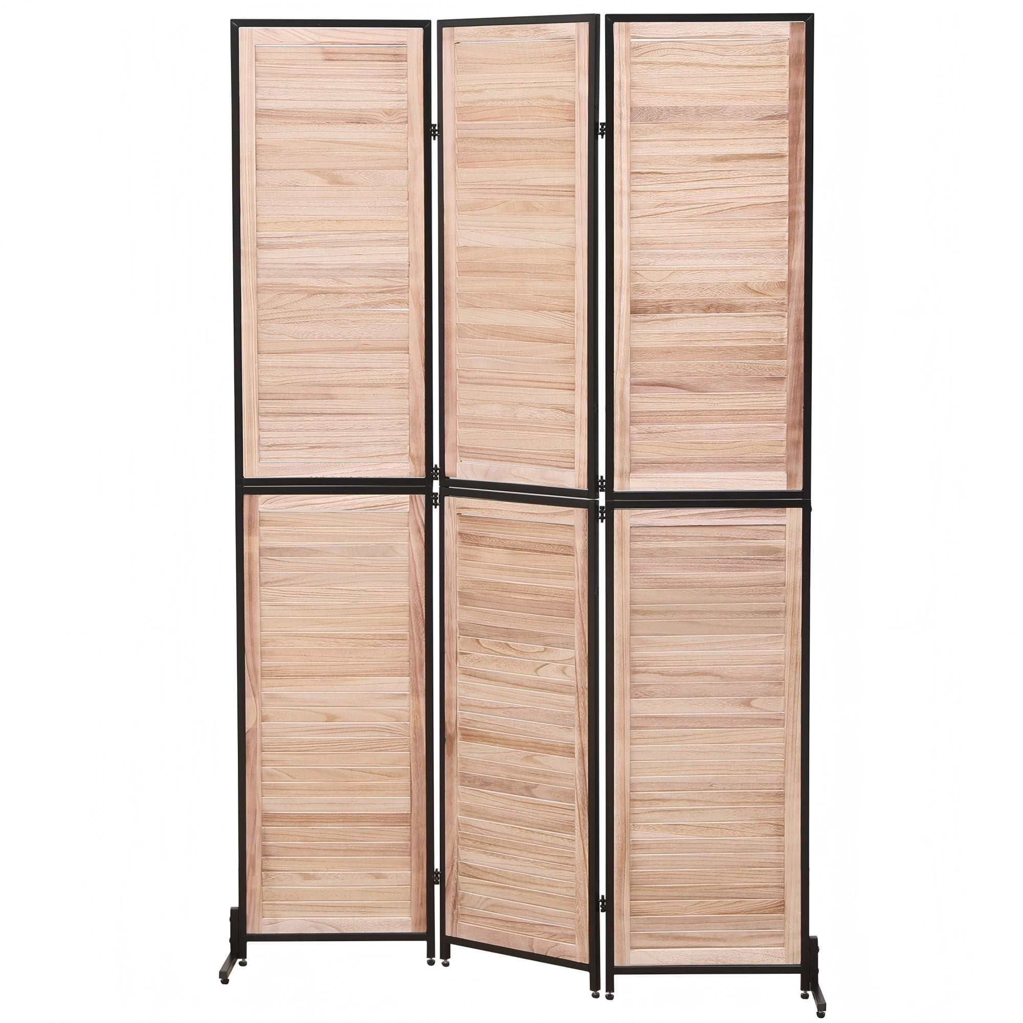3 Panel 5.9 FT Wooden Room Dividers Folding Privacy Screen Free Standing Room Separation Indoor Wall  Partition Screen for Home Office Bedroom Bathroom, Wood