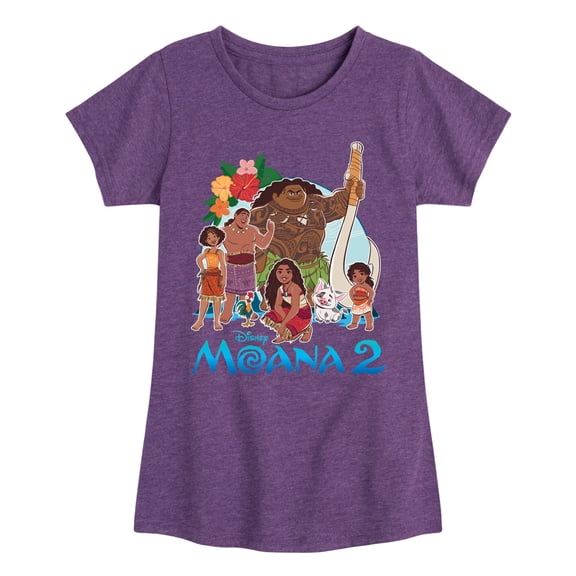 Moana 2 - Moana Group - Girl's Toddler And Youth Fitted Short Sleeve Graphic T-Shirt