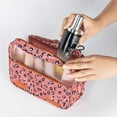 thumbnail image 4 of AVOXEZOR Portable Travel Toiletry Bag Travel Home Organizer Carry Cosmetic Makeup Bag, Wash Organizer Storage Handbag Pouch Bag, Leopard Pink, 4 of 7