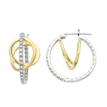 1/4 ct Diamond Hoop Earrings in 14kt White & Yellow Gold
