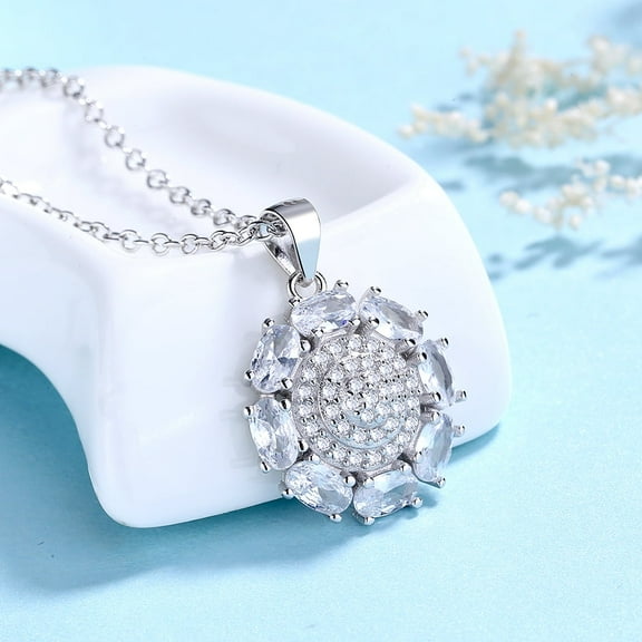 Sterling Silver Sunflower Pendant Necklace