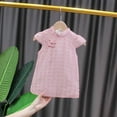 thumbnail image 2 of TAIAOJING Toddler Baby Girl Summer Dress Girls New Short Sleeve Solid Color Fashion Retro Cheongsam Dress Party Cute Dress 4-6 Years, 2 of 9