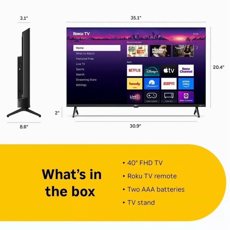 Hiro Roku TV 40" 1080p Full HD Smart Roku TV with Dolby Audio for Streaming feature detail