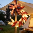 thumbnail image 6 of Decorr Patriotic Wreath for Front Door, 19.6" Red White Blue Lighted Wreath with American Flag Bow & Wheat Stems, 4th of July Independence Day Memorial Day Decor for Front Door Porch Farmhouse, 6 of 8
