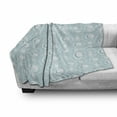 thumbnail image 2 of Oriental Soft Flannel Fleece Throw Blanket, Monochrome Bohemian Illustration of Floral Details and Crescent Moon, Cozy Plush for Indoor and Outdoor Use, 50" x 60", Blue Grey and White, by Ambesonne, 2 of 5