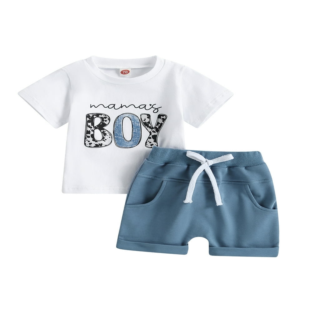 Ensemble de Shorts d Ete pour Bebe Garcon a Manches Courtes T shirt Imprime Bande Dessinee Short Taille Elastique Vetements Blanc 6 12 Mois