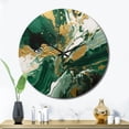 thumbnail image 3 of Designart "Liquid Magic in Green and Gold I" Abstract Oversized Wall Clock, 3 of 5