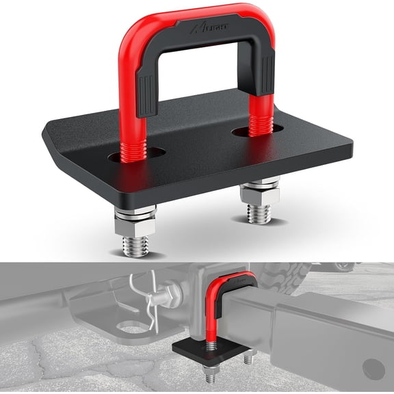 Nilight Trailer Hitch Tightener for 2 Inch Hitches Mount Anti Rattle Heavy Duty Steel with Rubber Cover Red U Bolt Matte Black Plate Electrophoresis Anti-Rust Triple Protective