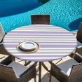thumbnail image 6 of Light Purple Stripes Round Tablecloth, Fitted Table Cover with Elastic for 36"-44" Round Tables, Modern Minimalist Horizontal Lines Table Cloth Outdoor Indoor Dinning Party Waterproof Tablecloths, 6 of 7