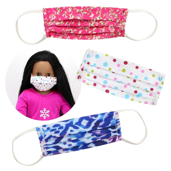 Sophia's 3-Piece Printed Medical Face Masks for 18" Dolls, Multi