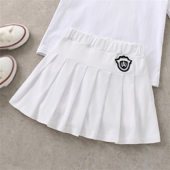 NordicNest Back to School Skirt for Girls High Waist Pleats A Line Skirt Tutu Party Performance for Toddler School Outfit White,9-10 Years