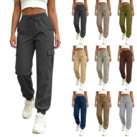 YABCSAZ Cargo Pants for Women High Elastic Waisted Quick Dry Hiking Pants Stretchy Baggy Joggers Multi Pockets Combat Military Trousers Streetwear with Pockets