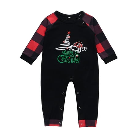 

MERSARIPHY Christmas Printing Black and Red Plaid Family Pajamas Set