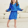 thumbnail image 4 of NIEWTR Toddler Girls Boys Sleepwear Kids Baby Cartoon Bathrobes Hooded Warm Flannel Night Robe Pajamas Cute Child Home Wear for 2-12 Years(A04-Blue,11-12 Years), 4 of 8