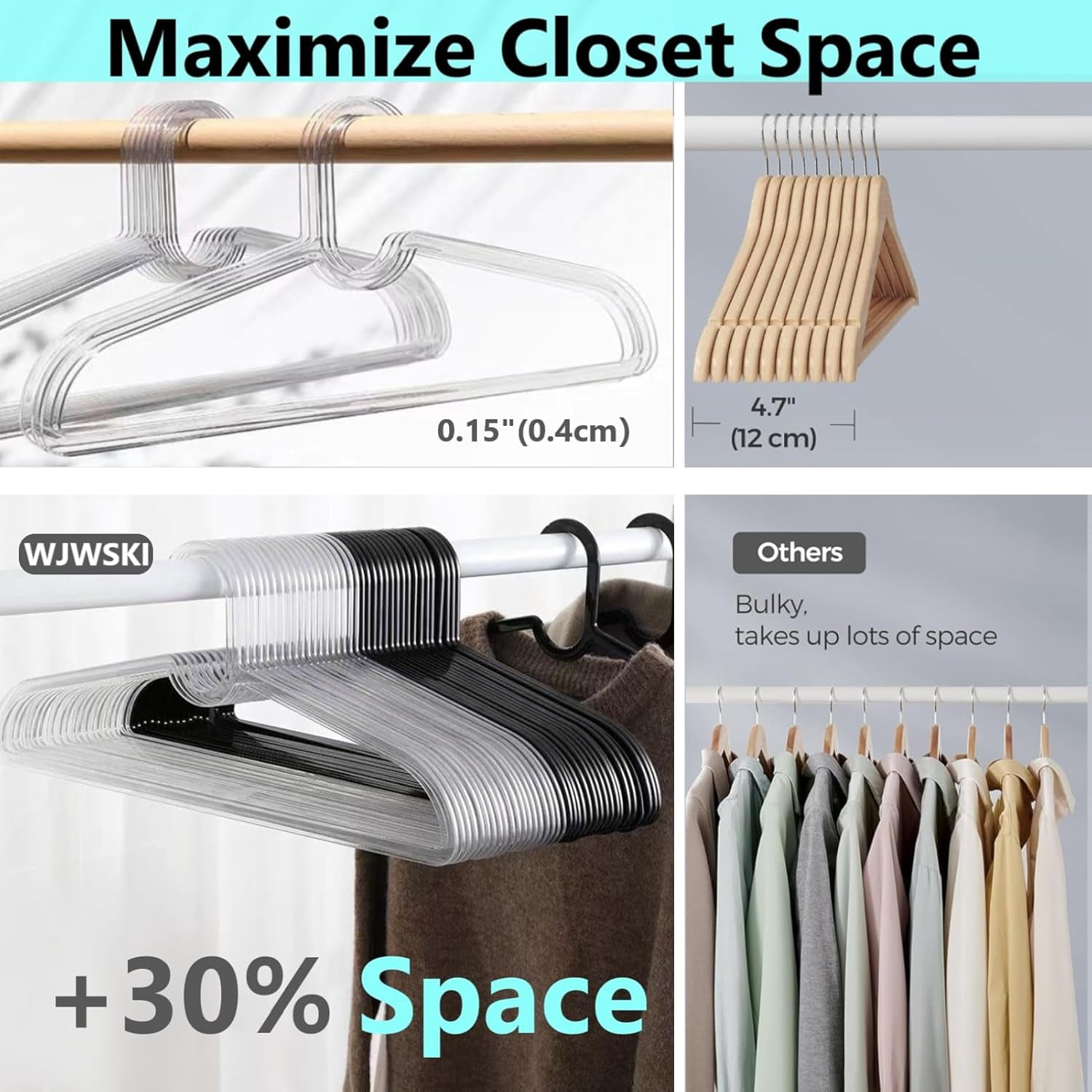 Velvet Hangers Non Slip - 20 Pack Pants Hangers for Closet - Thin Space Saving Clothes Hanger - Strong, Durable, Jean Perchas with 360 Degree Rotatable Hook for Tank Top (Black Silver Hook)