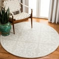 thumbnail image 2 of SAFAVIEH Micro-Loop Laidley Geometric Floral Wool Area Rug, Silver/Ivory, 5' x 5' Round, 2 of 9