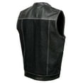 thumbnail image 6 of Milwaukee Leather MDM3006 Men's 'Brute' Black Denim and Black Leather Club Style Vest w/ Hidden Dual Closure XXXXX-Large, 6 of 8