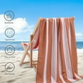 thumbnail image 2 of Smuge 4 Pack Oversized Cabana Stripe Beach Towels, 60x30 inches Microfiber Lightweight Outdoor Large Swim Towel for Adults (Brown), 2 of 11