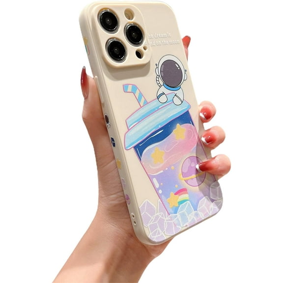 Compatible with iPhone 14 Pro Max Astronaut Case Women Girls Cute Candy Case Camera Lens Full Protection Soft Silicone Protective Case for iPhone 14 Pro Max 5g 6.7 inch (White)