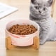 thumbnail image 5 of Plato de cerámica de mármol para gatos y perros con soporte de madera, sin derrames, comida para mascotas, alimentador de agua, gatos, perros pequeños, 5 of 5