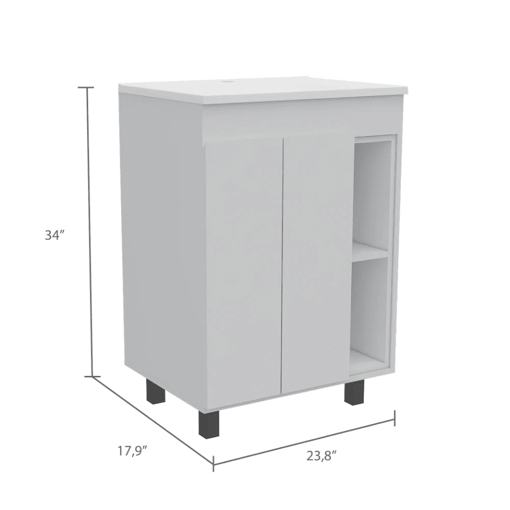 Boahaus Fortuna Vanity Cabinet, White, Assembled Product Height 34 in, for Bathroom