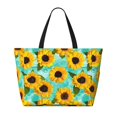 thumbnail image 2 of Pofeuu Sunflowers With Green Leaves Print Beach Bag,Waterproof Sandproof Beach Tote Bag, Large Capacity Foldable Beach Bags for Women, 2 of 7