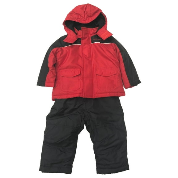 Infant Boys 2pc Snow Set Red Winter Coat & Black Bibs Set 18 Months