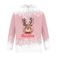 thumbnail image 2 of Men’s Pullover Hoodie with Reindeer and Snowflake Print Holiday Theme Long Sleeve Hooded Sweatshirt Casual Fit Pink L, 2 of 4