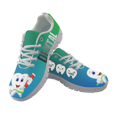 

Light Lace Up Sport Running Ladies Shoes For Women 2023 Sneakers Woman Casual Shoes Cartoon Dental 3D Print Mesh Womens Flats