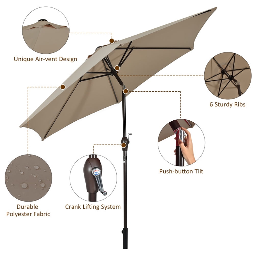 Aimee Lii 10 Feet Outdoor Patio Umbrella with Tilt Adjustment and Crank, Sunbrella Patio Umbrellas, Tan