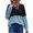 A-Sky Blue, variant on Women's Color Block Long Sleeved Blouse V-Neck Loose Pullover Soft Knit Casual Sweatshirt Top for Fall Winter Daily Wear A-Wine S