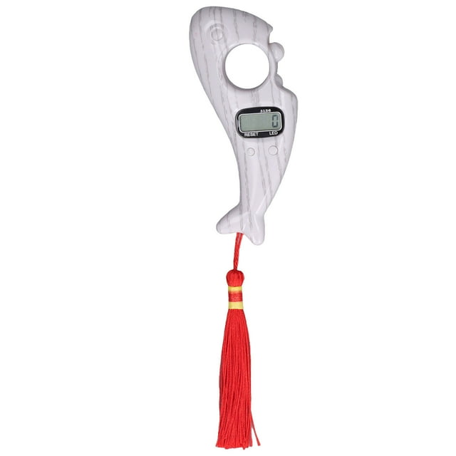 Contador de cuentas digital silencioso con forma de pez, portátil, para meditación y relajación, color blanco