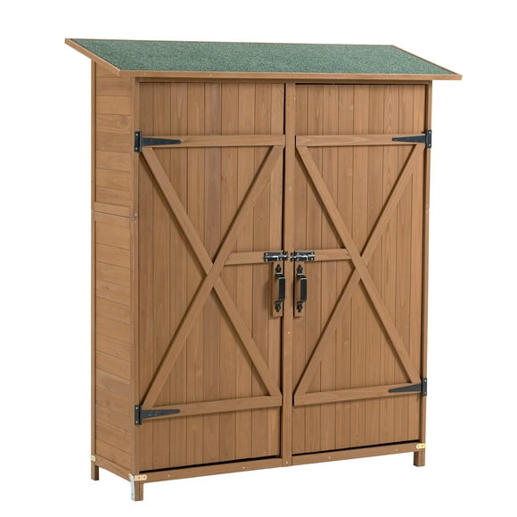 A2ZHOME 56"L x 19.5"W x 64"H Outdoor Storage Shed: Stylish and Practical Wooden Tool Storage (asPic)