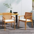 thumbnail image 6 of Costway 2 PCS Patio Dining Chairs with  Removable Padded Cushion Armrests Acacia Wood, 6 of 9