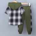 thumbnail image 2 of HCNTES Toddler Boys Outfits Short Sleeve Plaid Hooded Tops Shorts Child Kids 2Pcs Set Boy Clothing Sets, 2 of 7