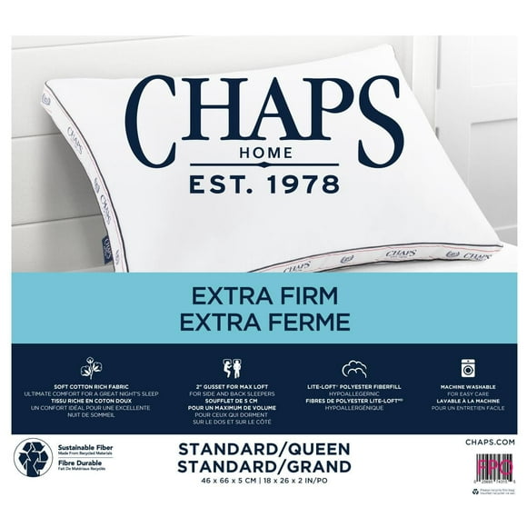 Oreiller extra ferme Chaps avec soufflet 18x26+2"