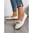 thumbnail image 3 of Rhinestone & Chain Decor Litchi Embossed Loafers, Black Fashionable Rhinestone & Metallic Chain Decor Solid Color Loafers, 3 of 4