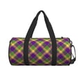 thumbnail image 2 of KLL Mardi Gras Plaid Duffle Bag For Men Women Sport Gym Fitness Tote Travel Training Workout Basketball Football Weekender, 2 of 8