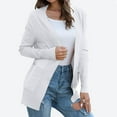 thumbnail image 2 of Women's Knit Cardigan Sweater Long Open Front Long Sleeve Sweater with Pockets Lightweight Fall Knitted Coats (White 2XL), 2 of 6