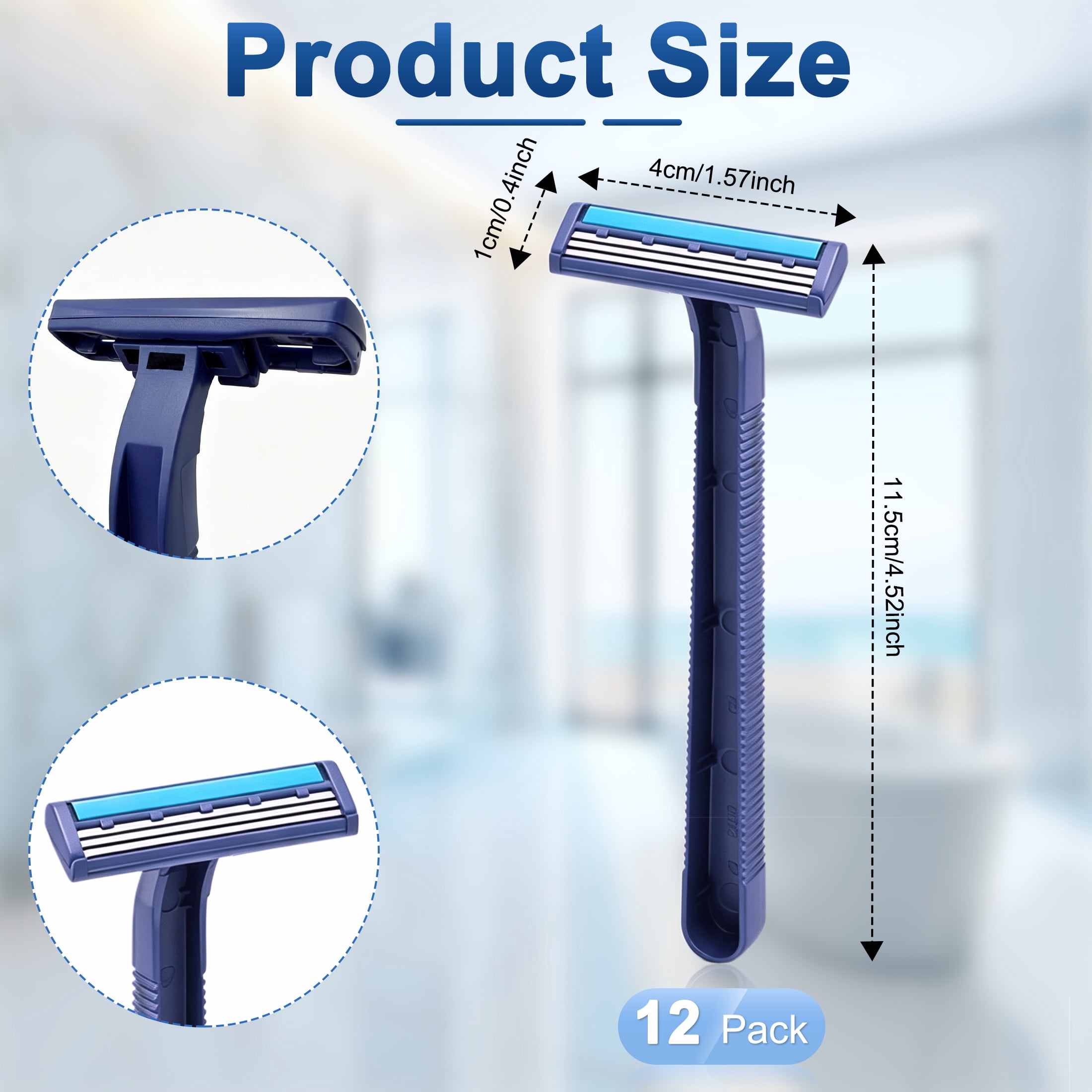 12 Pack Disposable Razors for Men, Men's Disposable Shaving Razors, Triple Blade Disposable Shaving Razors with Lubricating Strip, Anti-Slip Handle Disposable Shaver for Travel Hotel Home Daily Shave