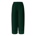 thumbnail image 5 of Lixiuxyad Women's Pants Women's Flowy Wide Leg Casual Pants High Waisted Elastic Waistband Lightweight Chiffon Comfortable Trousers With Pockets Green, 5 of 5