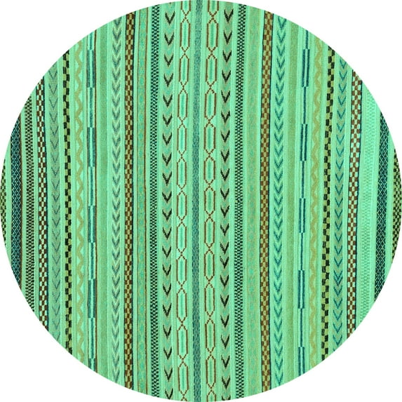 Ahgly Company Machine Washable Indoor Round Abstract Turquoise Blue Modern Area Rugs, 7' Round