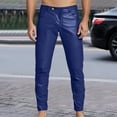 thumbnail image 2 of Men's Athleisure PU Leather Trousers Solid Color Mid Rise Casual Comfort Fit Stylish Wear, 2 of 4