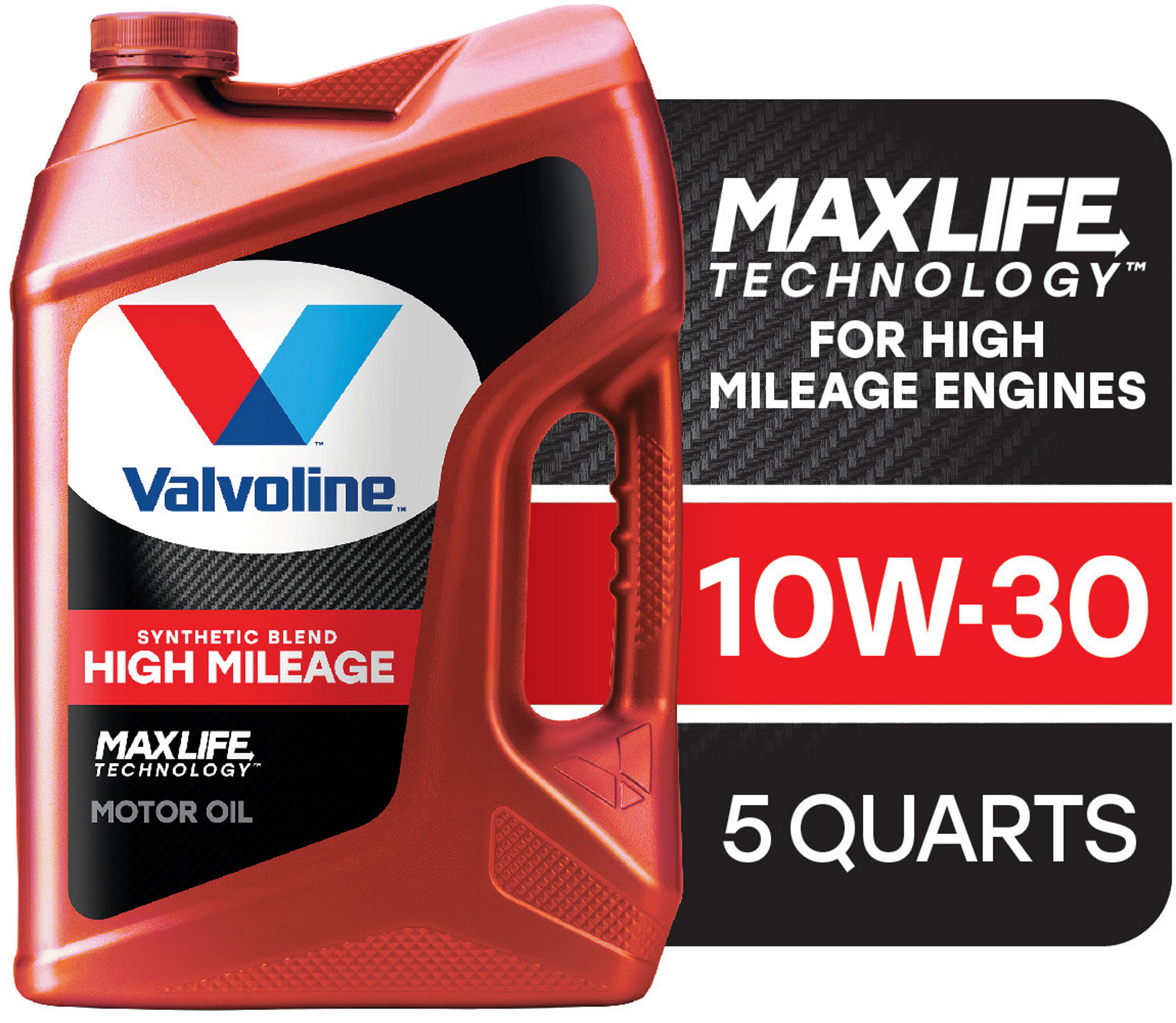 Valvoline High Mileage MaxLife 10W-30 Synthetic Blend Motor Oil 5 QT