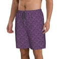 thumbnail image 2 of Kdxio Retro Florals Purple Pattern Mens Casual Shorts - Drawstring Summer Beach Sports Shorts for Men, 2 of 9
