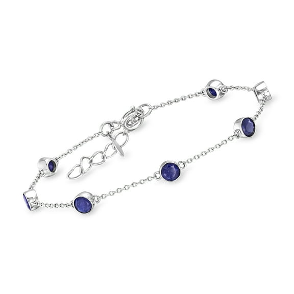 Ross-Simons 2.50 ct. t.w. Sapphire Station Bracelet in Sterling Silver, Women's, Adult