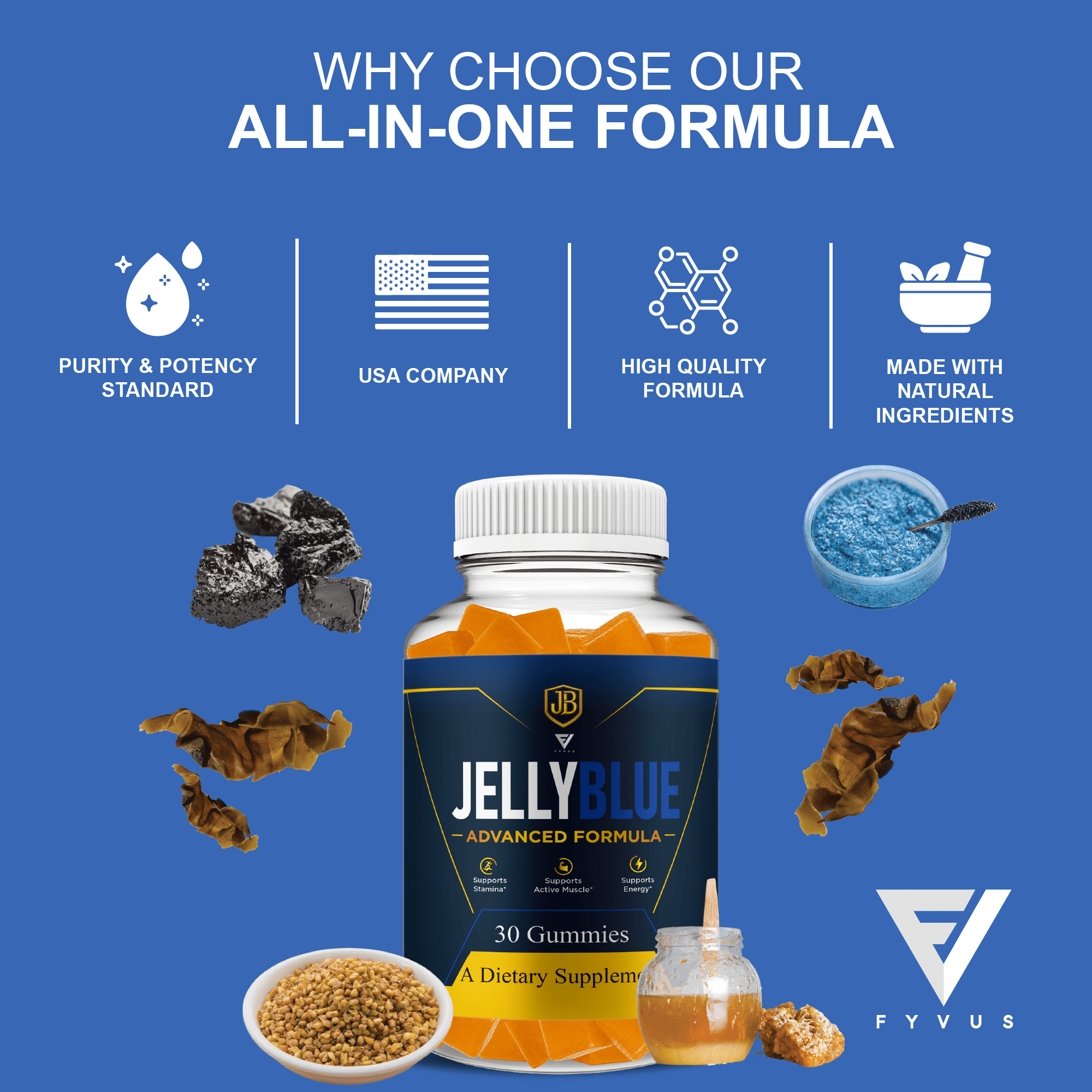 (5 Pack) JellyBlue Advanced Gummies, Jelly Blue Male Supplement (150 Gummies)