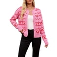 thumbnail image 2 of Women'S Valentine'S Day Love Heart Cardigan Cute Soft Open Front Knit Sweater Rose Red S, 2 of 10