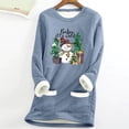 thumbnail image 2 of Feancey Christmas Sweatshirts for Women Fleece Lined Pullover Cute Snowman Print Crewneck Tops Winter Thermal Loungewear Pajamas with Pockets Blue XXL, 2 of 4