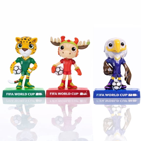 FIFA World Cup 2026 Set of 3 Collectible Mascot Figurines Clutch, Zayu and Maple, 9CM